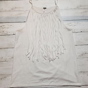 Tank top with fringe size Medium White